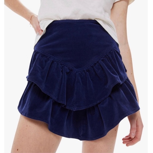 MOTHER💕The Ruffle Mini Skirt in Bet Blueprint Size 28 - Picture 15 of 15